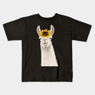 Cute Sunflower Llama Kids T-Shirt